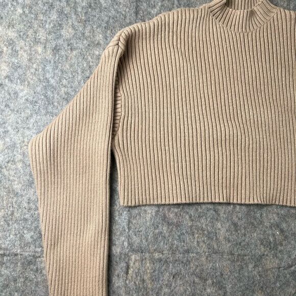 Mable Women’s Size M mockneck Mauve Brown longsleeve crop sweater Cabincore #153 - Picture 2 of 9